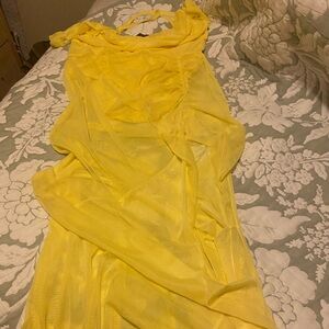 Sheer, off the shoulder dress with slit